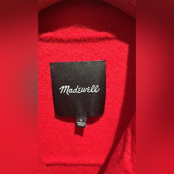 Madewell Women's Vibrant Red Woolf blend Bomber Jacket size L NWOT - Picture 5 of 5